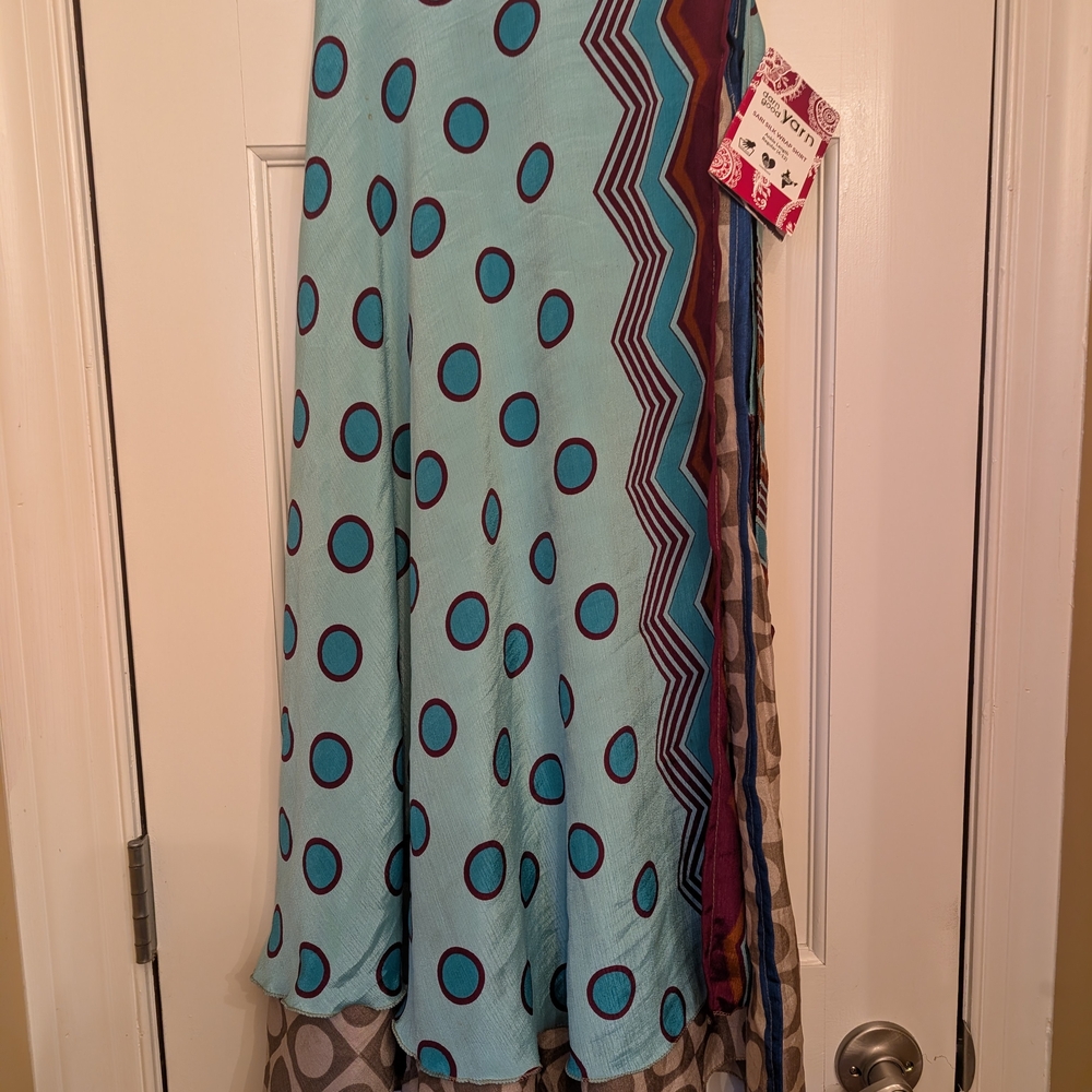 Multicolor Patterned Sari Wrap Women's Skirt